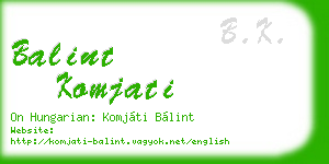 balint komjati business card