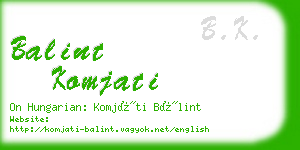 balint komjati business card